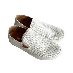 olukai white pehuea mesh casual slip on sneakers shoes size 8.5